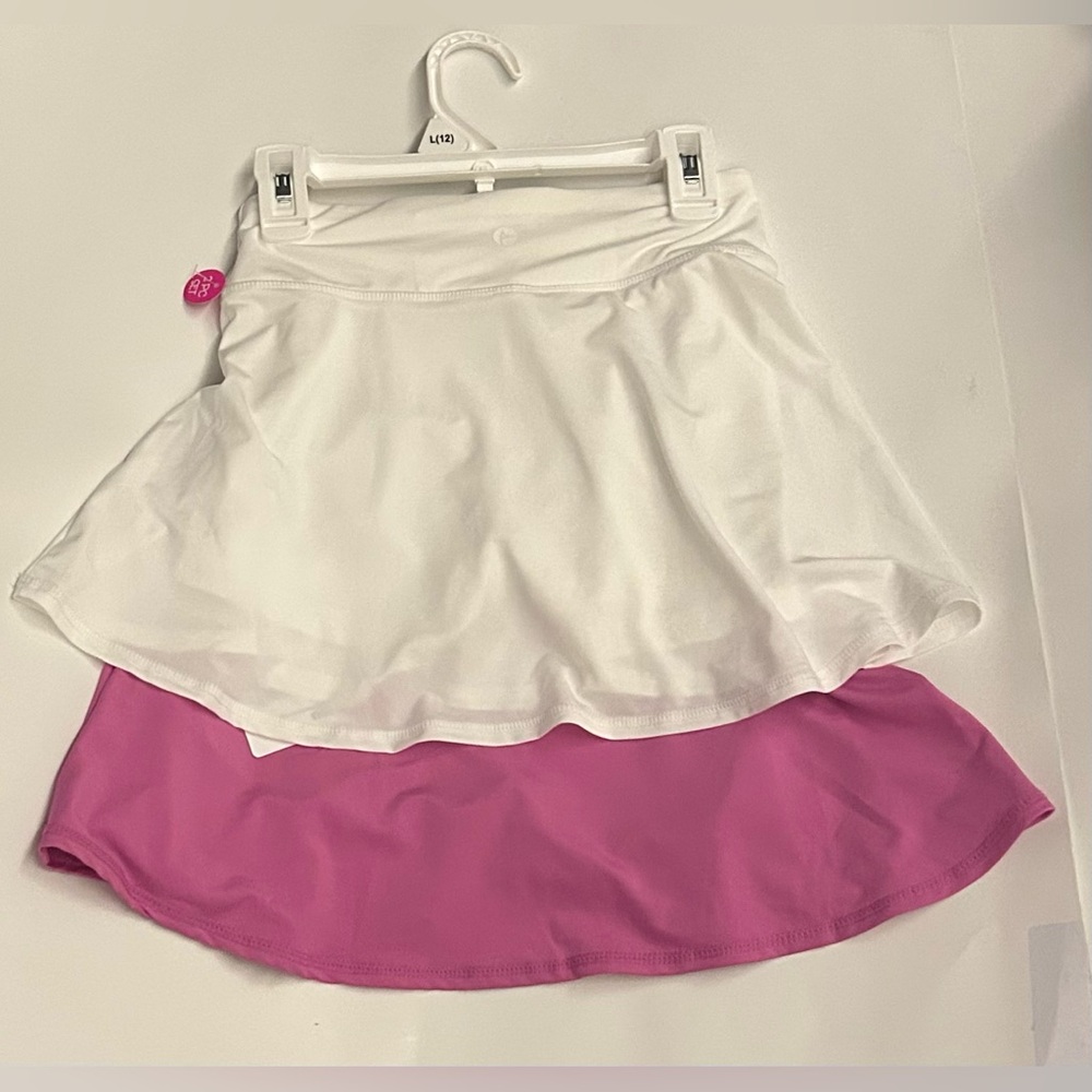New 90 Degree by Reflex Girls 2 Piece Skort Set Pink White Girls size L (12) - Picture 2 of 16